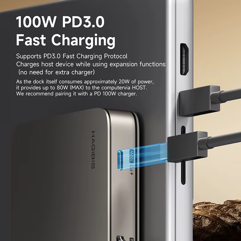 Hagibis USB4 Dockingstation Triple Display Hub in Grau, kompatibel mit Thunderbolt 4/5, 40 Gbit/s und 8K Auflösung für MacBook Pro und Air Laptops - Bild 5