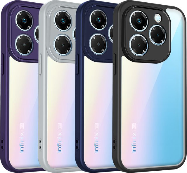 Transparente Silikon Schutzhülle für Infinix Smart 8, Smart 8 Plus und Smart8 Pro mit matter Rückseite und Luftpolster-Stoßfänger - Bild 1