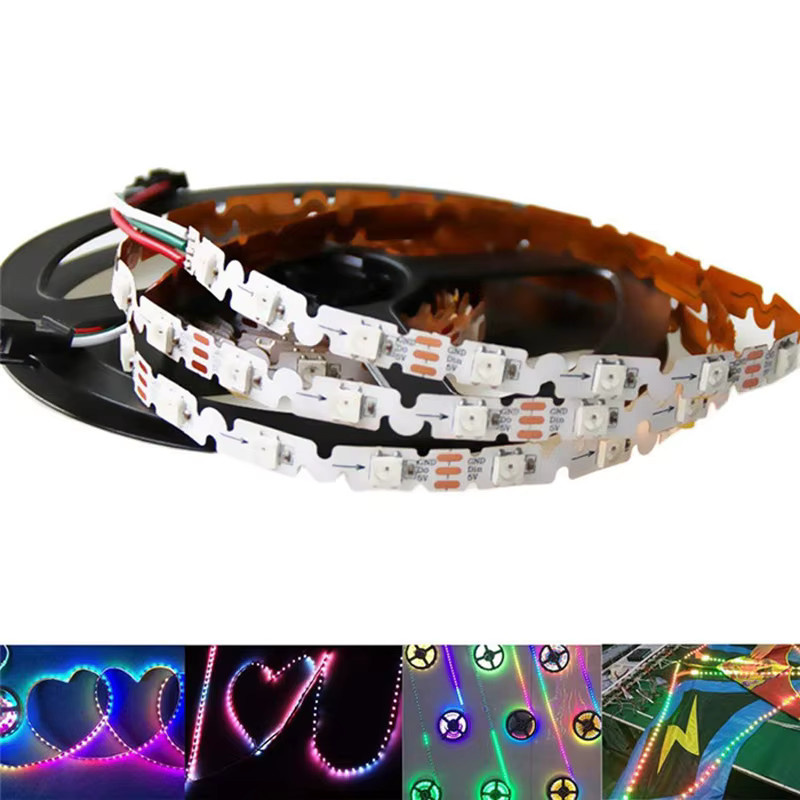 JOYPINJ WS2812B LED-Streifen S-Form Zickzack, 5m, 5V, RGBIC, 60 LEDs/m, Multicolour - Bild 2