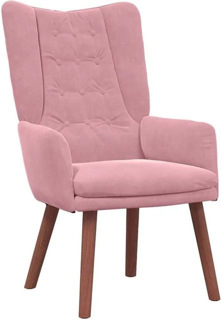 vidaXL Relaxsessel Rosa aus Samt mit Armlehnen und Metallrahmen B: 63 cm, T: 67 cm, H: 94 cm - Bild 1