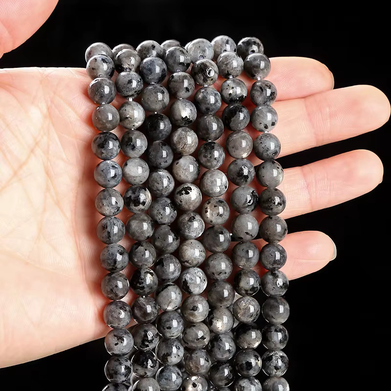 Perlen Labradorit, Schwarz, Runde Spacer Perlen, Unisex - Bild 3