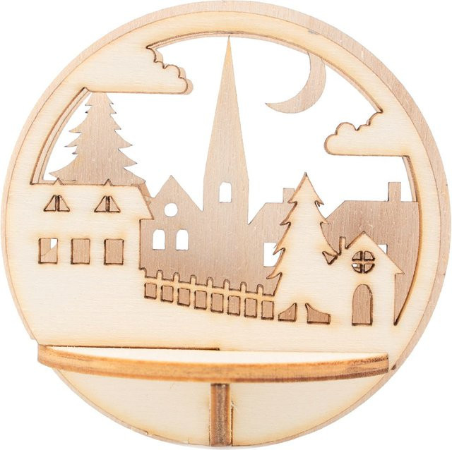 VBS Holz-Steckmotiv Stadt aus Sperrholz in Beige für Acrylkugeln - Bild 1