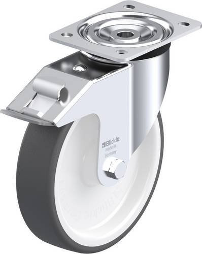 Blickle L-POTH 200G-FI Lenkrolle mit Feststeller, Rad-Durchmesser: 20 cm, Tragfähigkeit: 400 kg, verzinkter Stahl und Kunststoff, Farbe: Silber/Grau/Weiß - Bild 1