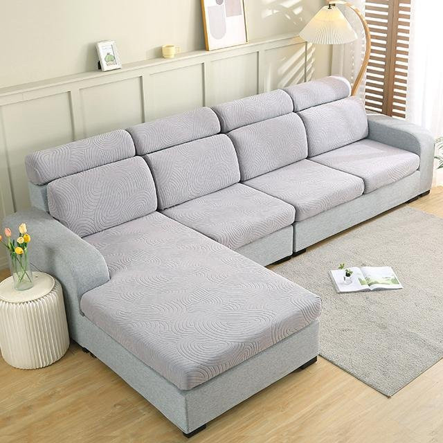 BRHUIXUE Jacquard Sofabezug aus Polyester, dehnbarer Ersatzbezug für Ecksofas, Lichtgrau - Bild 1