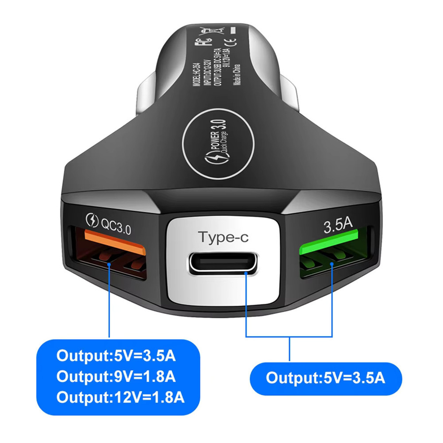 QUATTRO PD 35W Auto Ladegerät mit USB-C Typ C Schnelles Laden für Audi A1 A3 A4 A5 A6 Q3 Q5 Q7 in Schwarz - Bild 3
