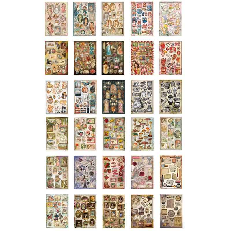 Mr. Paper Vintage-Sticker Set mit 30 Stück im Retro-Thema für Planer und Tagebücher, Mehrfarbig - Bild 2