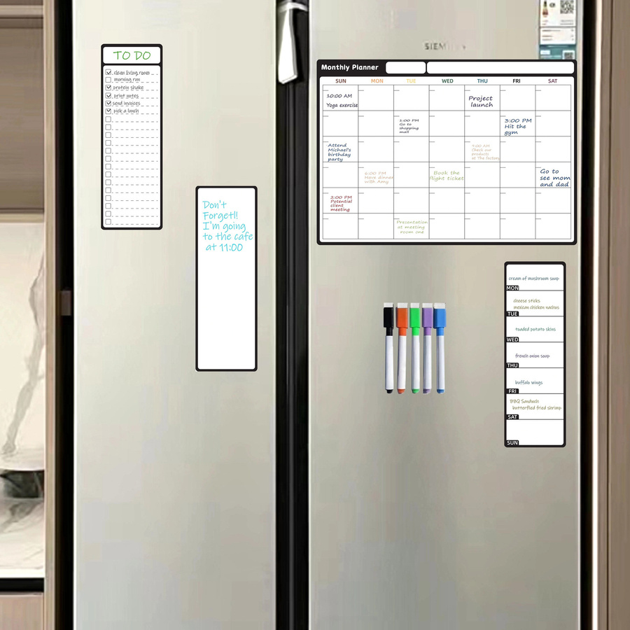 Magnetischer Monatskalender für den Kühlschrank mit 6 extra feinen Markern, 2er-Set, Farbe: Weiß - Bild 2