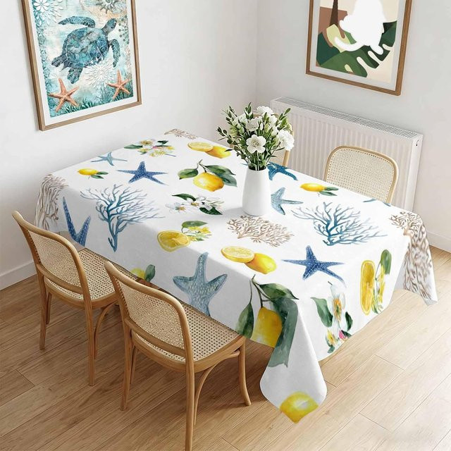 JMG Household Supplies Rechteckige Tischdecke mit floralem Zitronen-Design in Koralle und Weiß, B/B: 90 x 140 cm - Bild 1