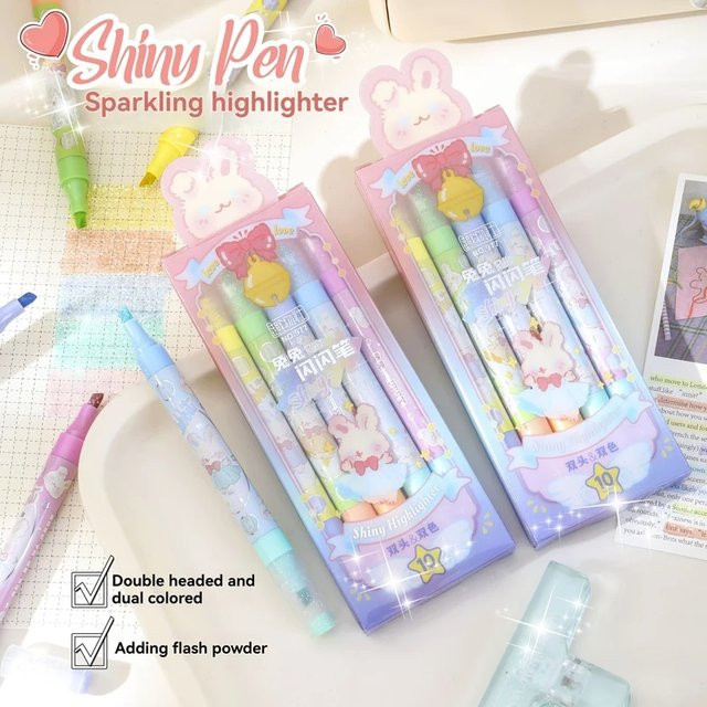 Hopk Stern Glitter Textmarker Set mit 10 Farben für Notebooks und Briefpapier - Bild 1