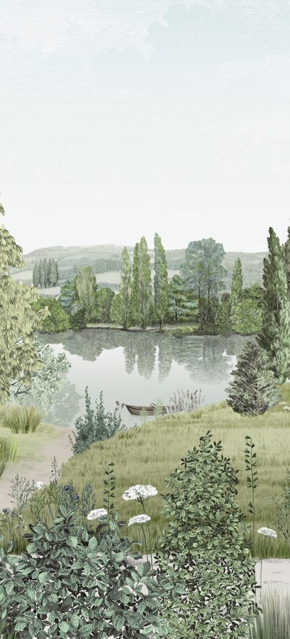 Isidore Leroy Mural Campagne Naturale Wandtapete in Grün und Mehrfarbig mit Vliesstruktur und Klebefläche - Bild 1