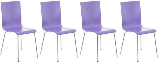 4er Set DELUKE Besucherstühle TUNIS in Lila mit Holz und Metall, Konferenzstühle und Bürostühle, B/T/H: 43 x 47 x 87 cm - Bild 1