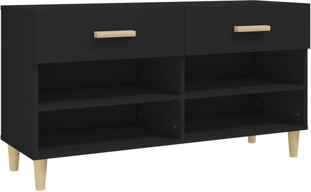 vidaXL Schuhschrank Schwarz aus Holzwerkstoff B/T/H: 102 x 35 x 55 cm - Bild 1