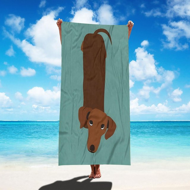 JMG Household Supplies Strandtuch mit Dackel Motiv, braun, Mikrofaser und Baumwolle, sandfrei und schnelltrocknend, B/H: 70 x 140 cm - Bild 1
