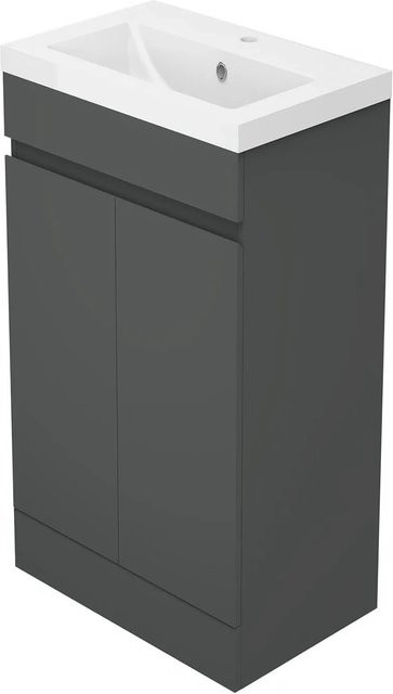 AICA Badmöbel Set LORENZA Waschtisch mit Unterschrank in Anthrazit Matt mit Softclose, Breite: 50 cm - Bild 1