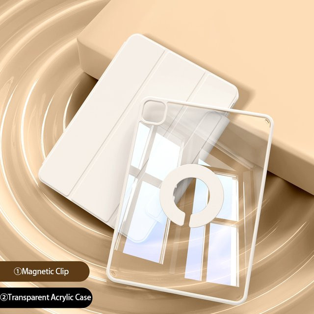 EGYAL Magnetische Split-Shell Tablet-Hülle für iPad Air 11 2026, iPad Pro 11 und 13, iPad Mini 6-7 Generation, Transparent, Weiß - Bild 1