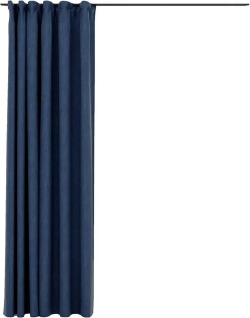 vidaXL Verdunkelungsvorhang in Leinenoptik mit Haken, Blau, Breite: 290 cm, Höhe: 245 cm - Bild 1