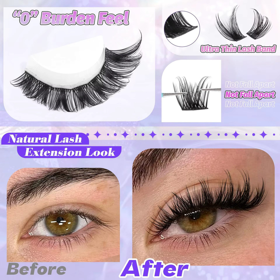 LIMEIKAI Künstliche Wimpern, 3D Wispy Cat Eye Manga Look, 10-18mm, Natürlich - Bild 6