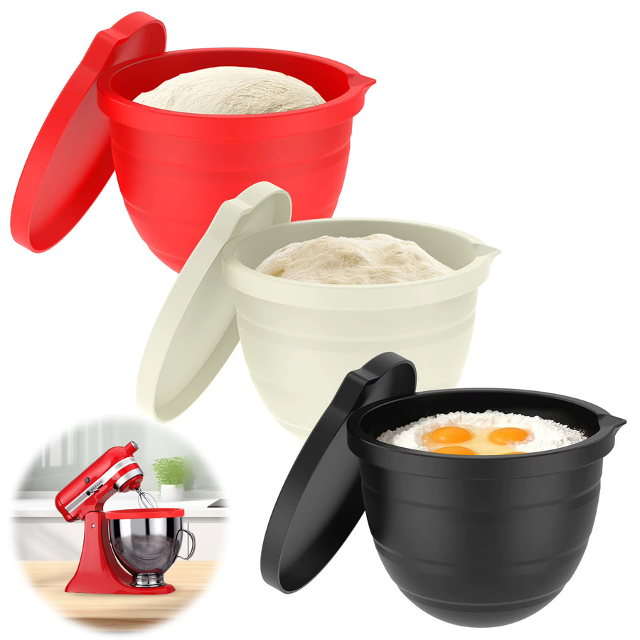 Willstar 3-teiliges Silikoneinlage-Set mit Deckel für 5 Qt Tilt Head Standmixer, schwarz, rund - Bild 6