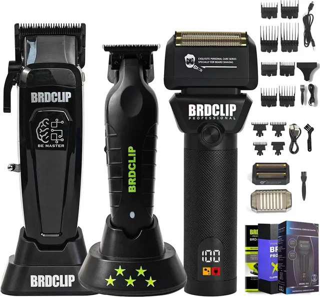 Professioneller Akku-Haarschneider BRDCLIP 106 BL1T in Schwarz mit DLC-Klinge und Ladestation - Bild 1