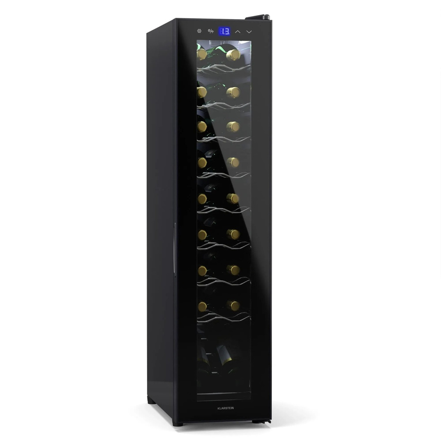 Klarstein Shiraz 18 Slim Uno Weinkühlschrank Schwarz mit Glasfront und Touch-Control, Kapazität: 18 Flaschen - Bild 2