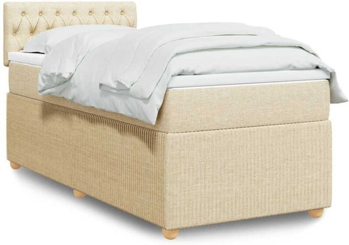 vidaxl Boxspringbett mit Matratze in Creme, Stoff und Holzwerkstoff, B/T/H: 90 x 190 x 100,5 cm - Bild 1