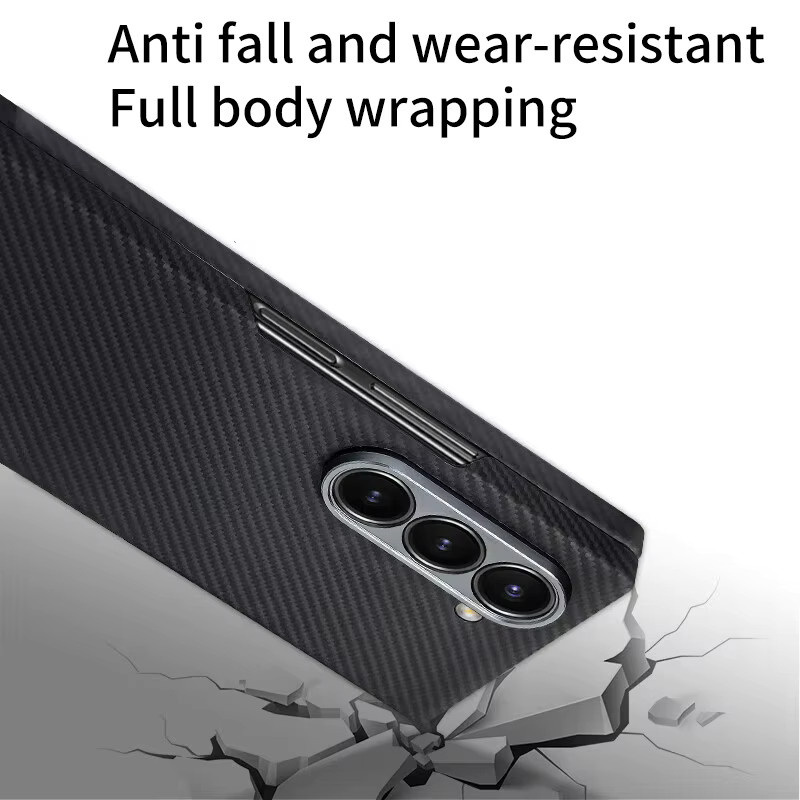 Aramid-Kevlar-Kohlefaser Business-Schutzhülle für Samsung Z Fold 7, 6 und 5 in Schwarz mit magnetischer kabelloser Ladefunktion - Bild 4