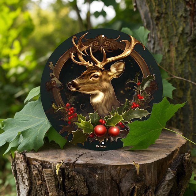 Potdemiel Weihnachts-Elch-Kranz Wanddekoration aus Aluminium, B/H: 20,3 x 20,3 cm - Bild 1