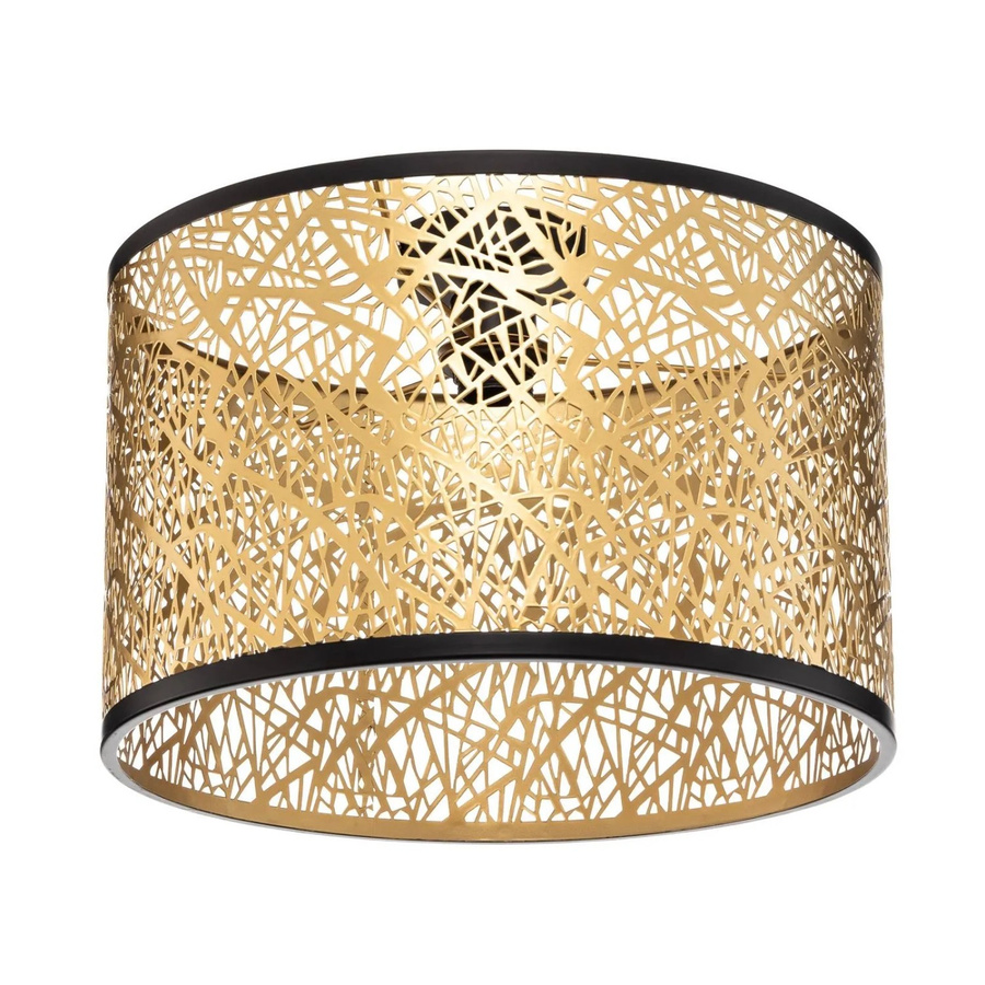 Lindby Deckenlampe Yonah Landhaus Vintage Rustikal, 1-flammig, Messing Gold, E27, Textil und Metall - Bild 2