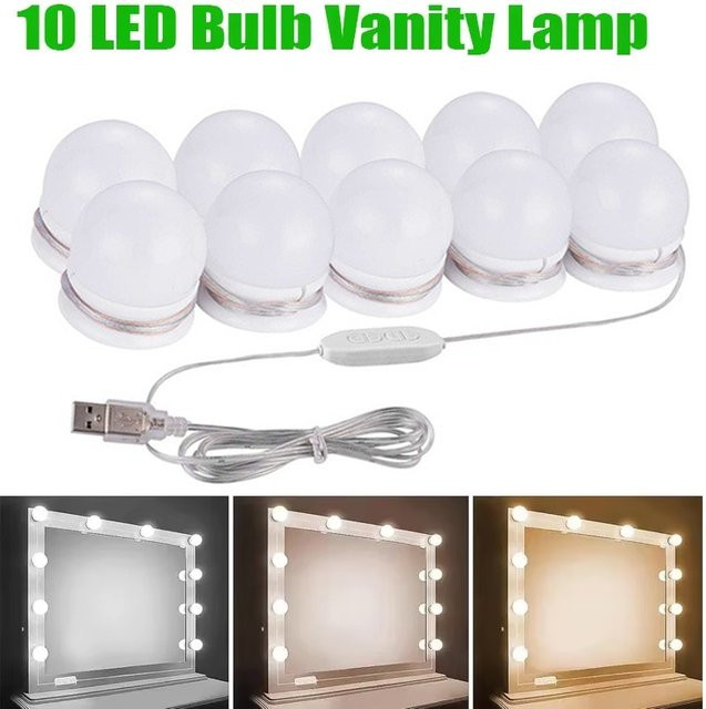 KDULIT LED Wandleuchte für Make-up Spiegel, dimmbar, USB-Ladefunktion, Weiß - Bild 1