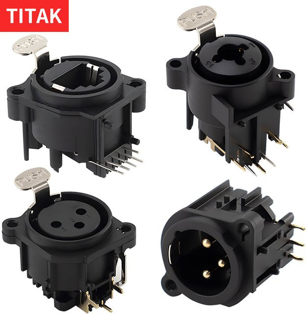TITAK 10 Stück XLR-Buchsen für Panelmontage mit Druckknopf, schwarze Kunststoff-RJ45 3-Pin Anschlüsse für Lautsprecher - Bild 1