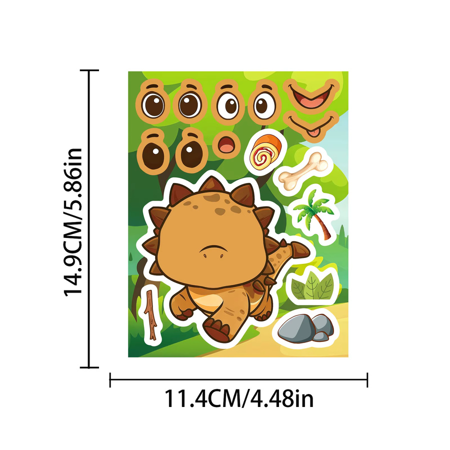 GOGOTU Dinosaurier-Collage, Kinder-Puzzle-Aufkleber, 16-teiliges Set - Bild 2