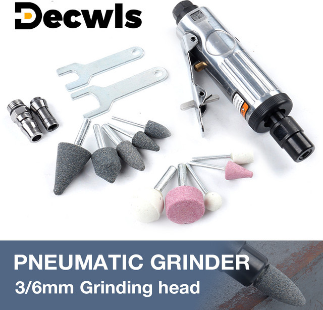TEMPS DETIR Pneumatischer Formenschleifer in Silber als Schleif- und Polierwerkzeugsatz mit 1/4-Zoll-Schnittstelle und Kompatibilität für 3mm und 6mm Spannfuttern zum Schleifen, Polieren und Entrosten - Bild 1