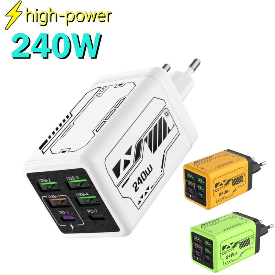 WALKESEN 240 W Schnellladegerät mit 4 USB Anschlüssen inklusive 2 USB-C Ports in Grün für iPhone Samsung und Xiaomi - Bild 2