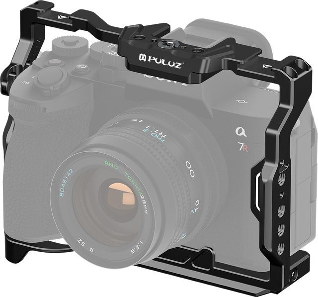 PULUZ Metall Kamera Käfig Stabilisator Rig aus Aluminium Legierung für Sony A7 IV ILCE-7M4 A7M4 A7M3 A7R3 A7R III A7R5 in Schwarz - Bild 1