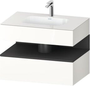 Duravit Qatego Einbauwaschtisch-Möbel-Set in Grau und Weiß mit LED-Beleuchtung und Innenschubladen, B/T/H: 80 x 55 x 60 cm - Bild 1