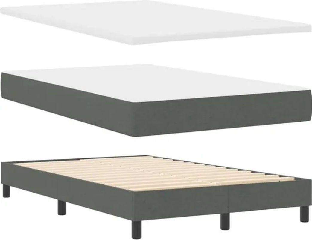 vidaXL Boxspringbett mit Matratze in Anthrazit und Grau aus Stoff, B/T/H: 200 x 120 x 128 cm - Bild 1