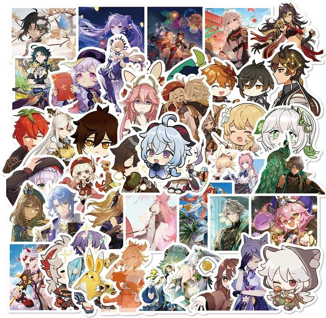 Rspctou Genshin Impact Anime Aufkleber, 10-teiliges Set, Bunt - Bild 1