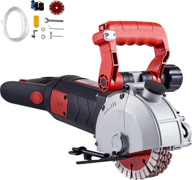 SucceBuy Wandfräse Betonschneider Elektrische Schlitzmaschine mit Laser-Zielung und 125 mm Kreissäge in Rot - Bild 1