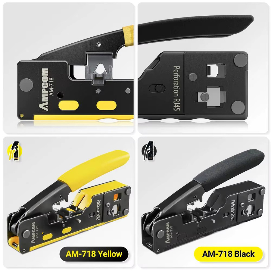 Ampcom Netzwerk Crimper AM-718 für RJ45 Cat8/7/6a/6/5e und RJ11/12 in Schwarz - Bild 6