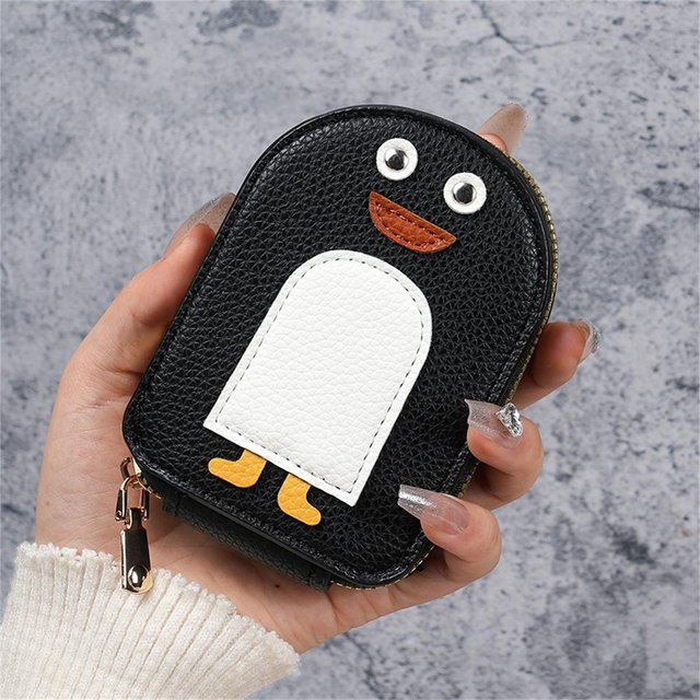 MengMeng Pinguin Kartenetui mit Reißverschluss in Weiß für Bankkarten und Führerschein - Bild 1