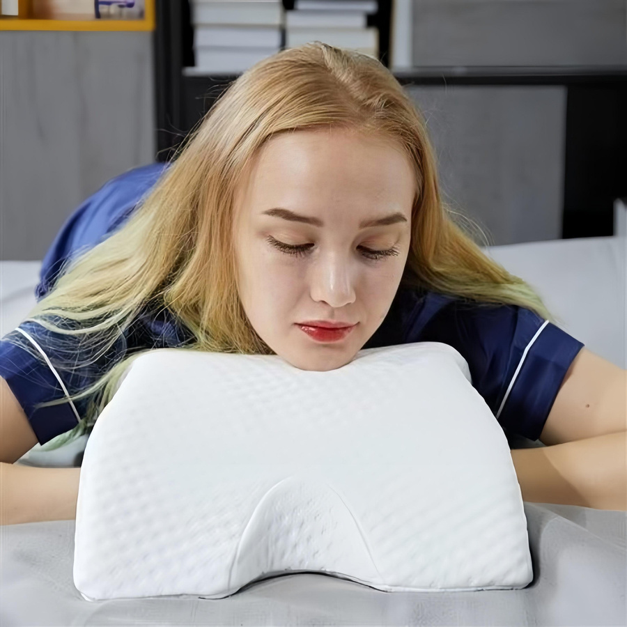 Paar ergonomische U-förmige Memory-Schaum Kissen für Nacken und Beine mit abnehmbarem Bezug aus Tencel und Baumwoll-Polyester-Mischung - Bild 5