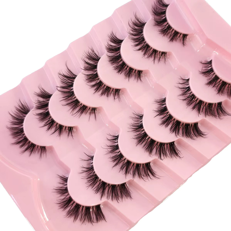 AMSDCN Falsche Wimpern, Wispy Cat-Eye, 16 mm, 7 Paar, Unisex - Bild 3