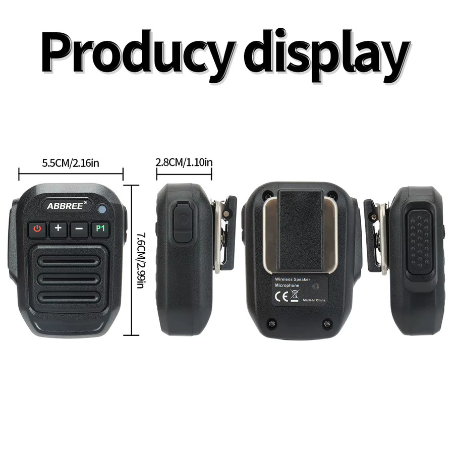 ABBREE Drahtloses Bluetooth-Mikrofon mit USB-C Anschluss in Schwarz für Baofeng UV-5RH und Quansheng UV-K5(8) Walkie Talkies - Bild 5