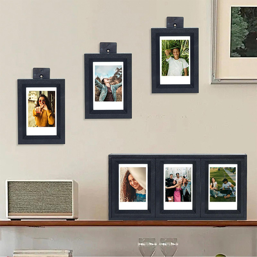 CosyHome Retro 3-Fächer-Fotorahmen für 3-Zoll-Bilder in Multi, Wand- und Tischrahmen mit Ständer und Haken - Bild 1