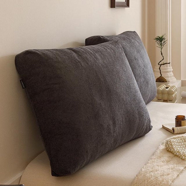 Pickerr Kopfteilkissen aus gewebtem Leinen in Grau, weiches 3D Lendenstützkissen für Sofa oder Bett, B/T/H: 75 x 50 x 15 cm - Bild 1