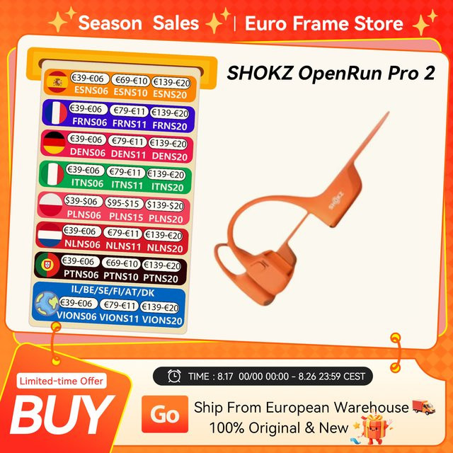 Shokz OpenRun Pro 2 S820/S821 Sportkopfhörer Open-Ear Bluetooth 5.3 mit Mikrofon und Geräuschunterdrückung, IP55 wasserdicht, Orange - Bild 1