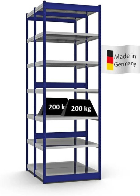 PROREGAL Fachbodenregal Stecksystem mit 7 Ebenen in Enzianblau, doppelseitige Bauart, H x B x T: 300 x 102,5 x 50 cm - Bild 1