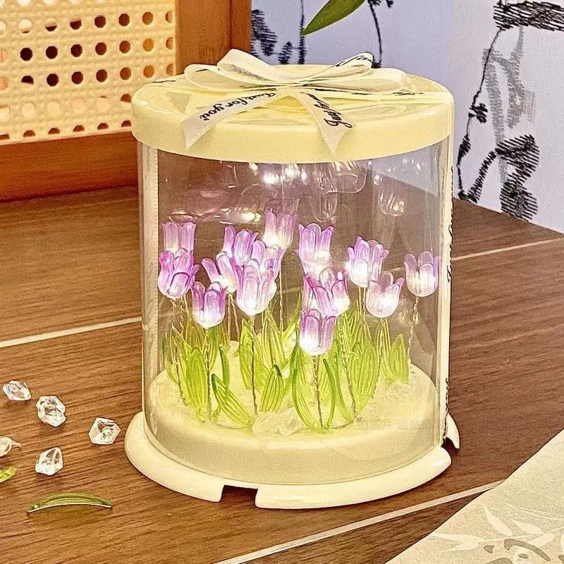 YJMP Super Lighting DIY Tulpenlampe in Violett als handgefertigtes Nachtlicht aus Acryl für das Schlafzimmer - Bild 2