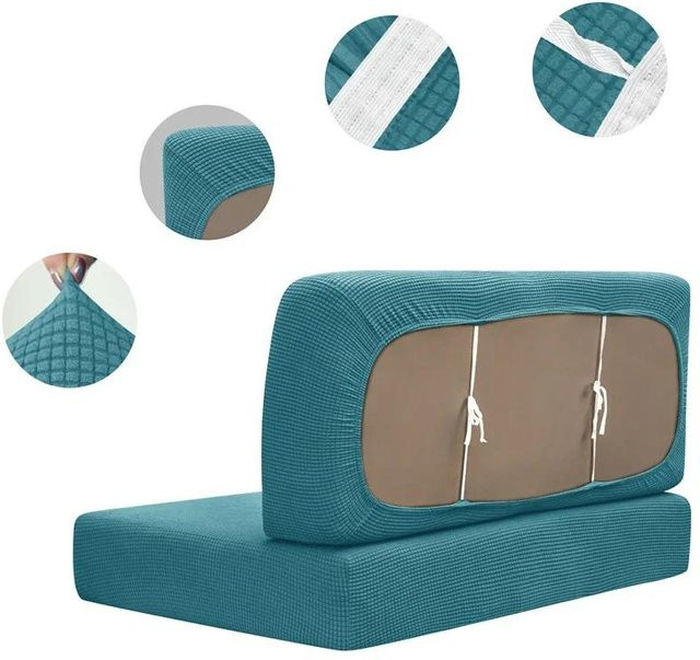 Waschbare Jacquard Stretch Sitzbezüge für Wohnmobil Essecken und Zweisitzer in Türkis, 1 Set - Bild 1