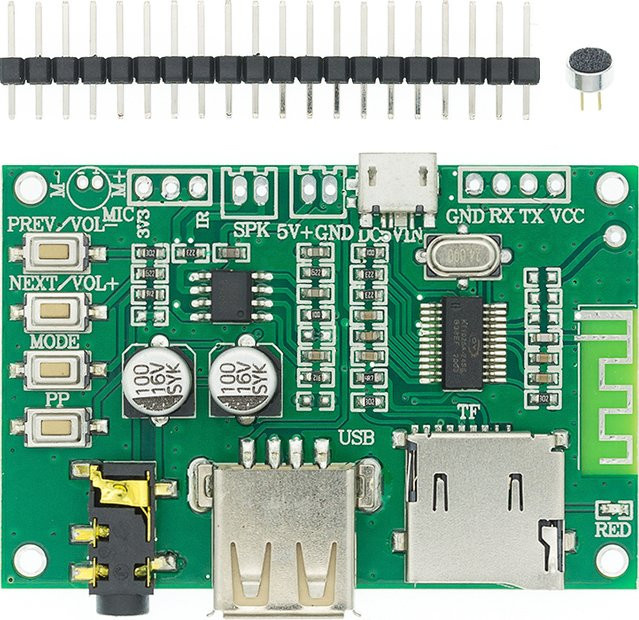 AITEXM ROBOT BT201 Dual Mode 5.0 Bluetooth Audio Verstärker Board Modul mit TF-Karte, U-Disk und Serial Port in Transparent/Grün - Bild 1